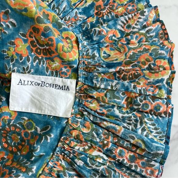 Alix of Bohemia Squash blossom Dress Size M Turqoise patchwork whimsical floral - Picture 12 of 13